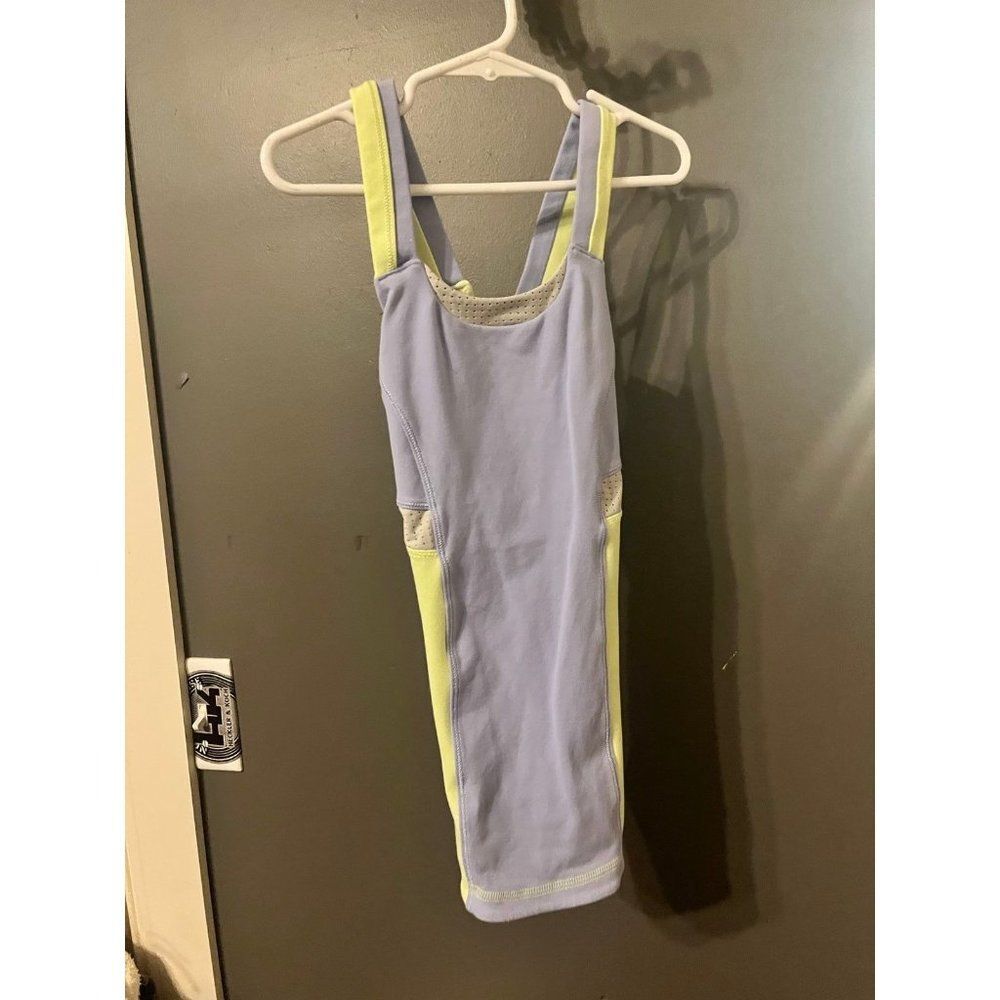 lululemon ivivva size 6 youth girls tank top blue and lime green